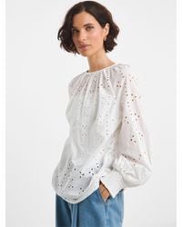 JD Williams - Broderie Puff Sleeve 100% Cotton Top - Lyst