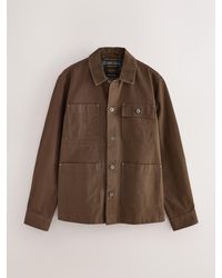 Next - Chocolate Canvas Cord Collar Shacket - Lyst