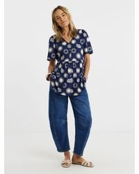 JD Williams - V-Neck Button Front Angel Sleeve Longline Top - Lyst