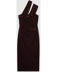 Reiss - Dalia Petite Velvet One-Shoulder Midi Dress - Lyst