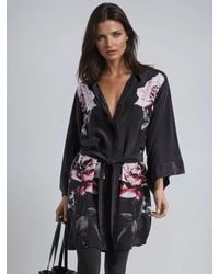 Religion - Kimono Sleeve Rose Heart Tunic Dress With Tie Belt - Lyst
