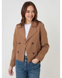 Threadbare - Double Breasted Cropped Trench Jacket - Lyst