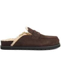 Dune - Dark Goldy Lined Backless Loafers - Lyst
