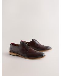 Next - Standard Fit Leather Contrast Sole Brogue Shoes - Lyst