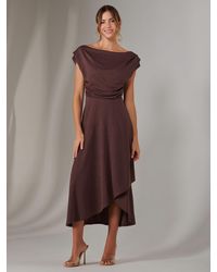 Jolie Moi - Asymmetric Drape Midi Dress - Lyst