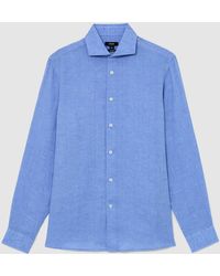 Reiss - Linen Cutaway-Collar Regular-Fit Shirt - Lyst