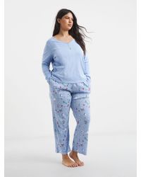 Simply Be - Simply Be Pointelle Henley Top Pyjamas Set - Lyst