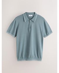 Next - Slim Fit N. Premium Tipped Short Sleeve Quarter Zip Knit Polo Shirt - Lyst