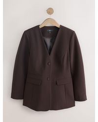 Next - Chocolate V-Neck Collarless Blazer - Lyst