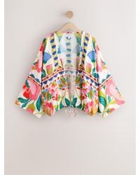Next - Multi Floral Tie Front Lightweight Jacket - Lyst