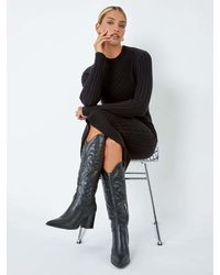 Roman - Cable Knit Midi Jumper Dress - Lyst