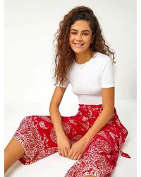 Roman - Paisley Print Wide Leg Cropped Trousers - Lyst