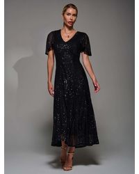 Jolie Moi - Sequin Angel Sleeve Fit & Flare Midaxi Dress - Lyst