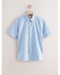 Next - Regular Fit Regular Fit Cotton Rich Trimmed Textured Short Sleeve Smart Shirt - Lyst