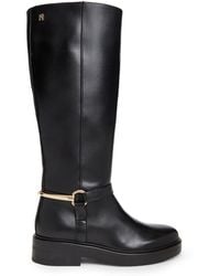Tommy Hilfiger - Tone Hardware Leather Riding Boots - Lyst