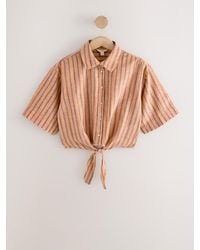 Next - Tie-Front Short Sleeve Shirt - Lyst