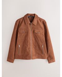 Next - Faux Suede Western Zip Through Jacket - Lyst