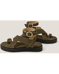 Monsoon - Ivy Toe Strap Crossover Suede Sandals - Lyst