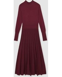 Reiss - Petite Belted Knit Pleated Midi Dress - Lyst