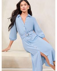 Lipsy - 3/4 Sleeve Button Through Midi Shirt Dress - Lyst