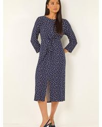 Roman - Petite Spot Front Knot Dress - Lyst
