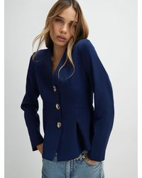 River Island - Long Sleeve Button Front Peplum Jacket - Lyst