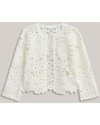Hobbs - Ivory Syon Cotton Crochet Knitted Jacket - Lyst