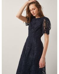 Monsoon - Betty Lace Puff Sleeve Midi Dress - Lyst