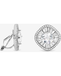 Jon Richard - Rhodium Plated Baguette Cubic Zirconia Stud Clip Earrings - Lyst