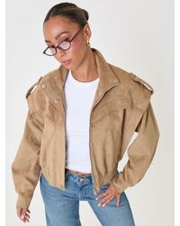 Threadbare - Faux Suede Cape Shoulder Bomber Jacket - Lyst