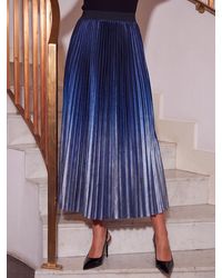 Roman - Velvet Ombre Pleated Midi Skirt - Lyst