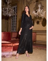 Seraphine - Knot Front Sequin Maternity Maxi Dress - Lyst