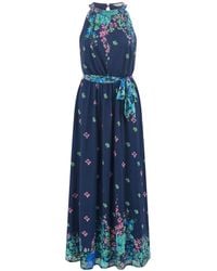Yumi' - Mirror Floral Print Maxi Halter Neck Dress - Lyst