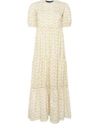 PixieGirl Petite - Ditsy Short Sleeve Tiered Maxi Dress - Lyst