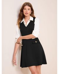 Friends Like These - Mini Fit Sleeveless V-Neck And Flare Button Detail Dress - Lyst