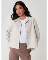 Threadbare - Faux Suede Peter Pan Collar Cropped Jacket - Lyst