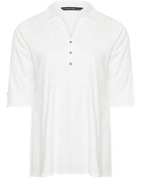 Evans - Pintuck Slub Henley 100% Cotton Top - Lyst