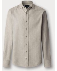 Hackett - Tailored Fit Brushed Herringbone Shirt - Lyst