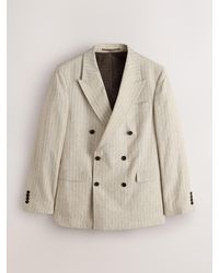 Next - Regular Fit N. Premium Stripe Linen Blend Double Breasted Blazer - Lyst