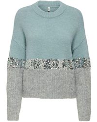 ONLY - Sequin Colour Block Cosy Jumper - Lyst