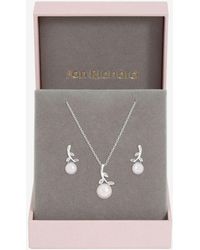 Jon Richard - Rhodium Plated Crystal Leaf And Pearl Drop Set - Lyst