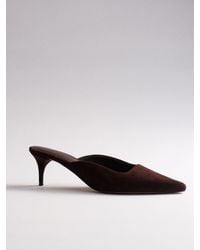 The Set - Premium Chisel Toe Backless Mules Chocolate Suede - Lyst