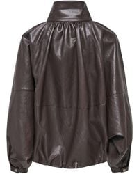 ONLY - Funnel Neck Faux Leather Bomber Jacket - Lyst