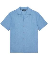 French Connection - 100% Cotton Denim Style Revere Short Sleeve Shirt - Lyst