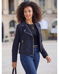 Sosandar - Suede Biker Jacket - Lyst