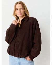 Urban Code - Suede Bubble Hem Bomber Jacket - Lyst
