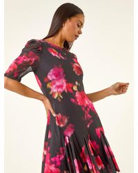 Roman - Petite Floral Print Mesh Stretch Dress - Lyst