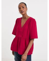 JD Williams - Cheesecloth V-Neck Short Sleeve Smock Top - Lyst