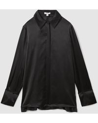 Reiss - Hailey - Black Petite Silk Shirt, Us 2 - Lyst