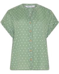M Com - Collarless Short Sleeve Button Through Blouse - Lyst